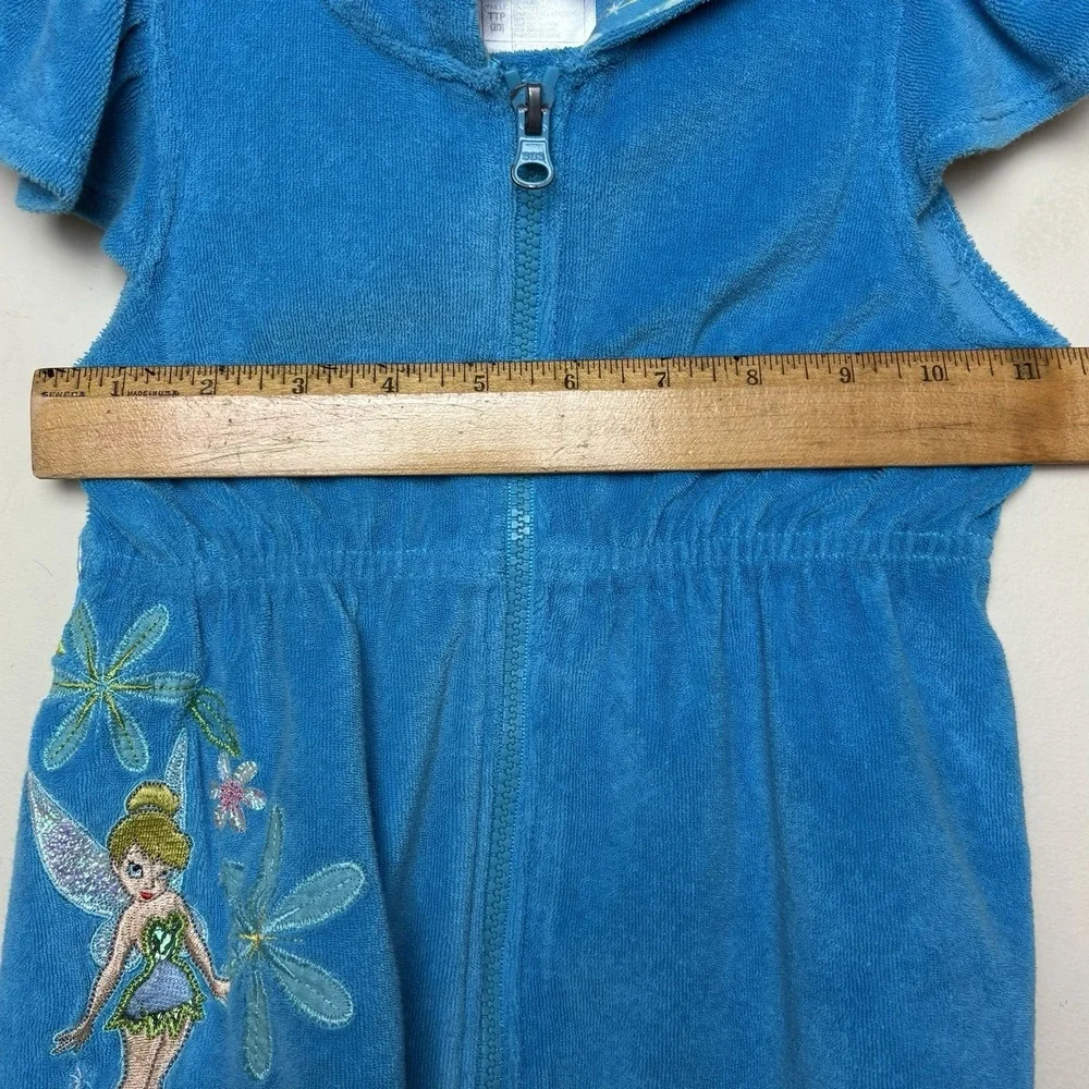 Disney Store Tinkerbell Swim Cover Up Girls XXS Size 2/3 Blue Terry Hood Zip‎